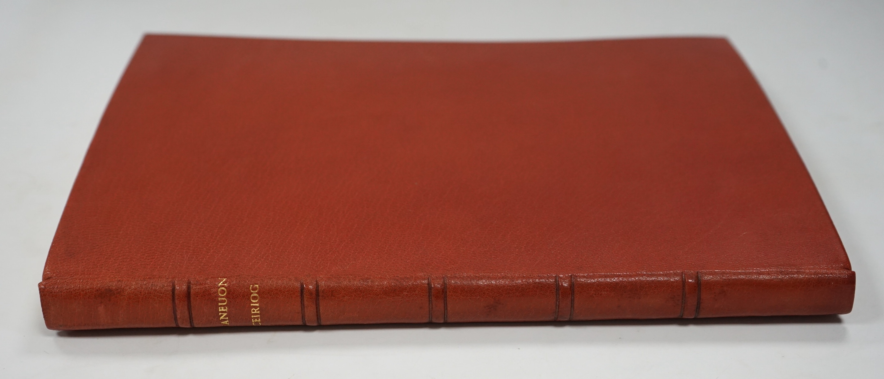 Hughes, John Ceiriog - Caneuon Ceiriog detholiad [Songs of Ceiriog, a Selection]. Edited by John Lloyd Jones. Newtown, Montgomeryshire: Gregynog Press, 1925, title and text printed in red and black, wood-engraved frontis